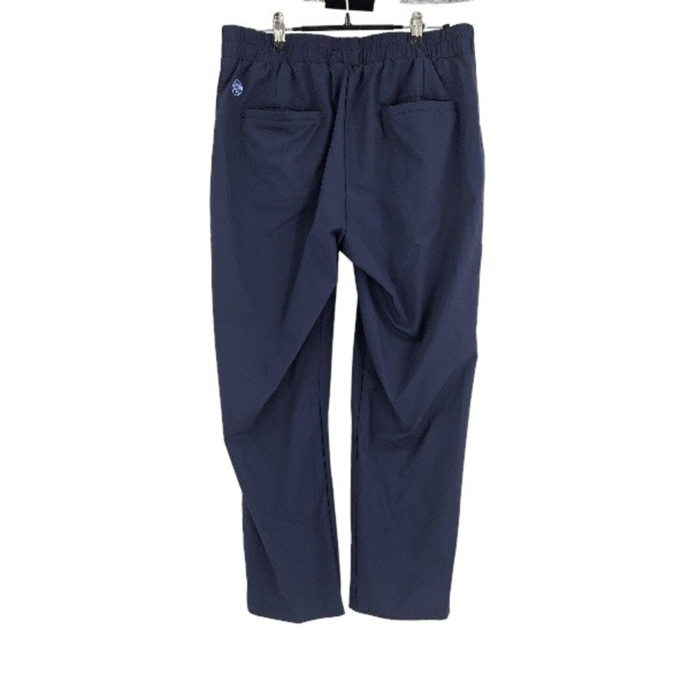 Women's Navy Elastic-Waist Straight Leg Trousers